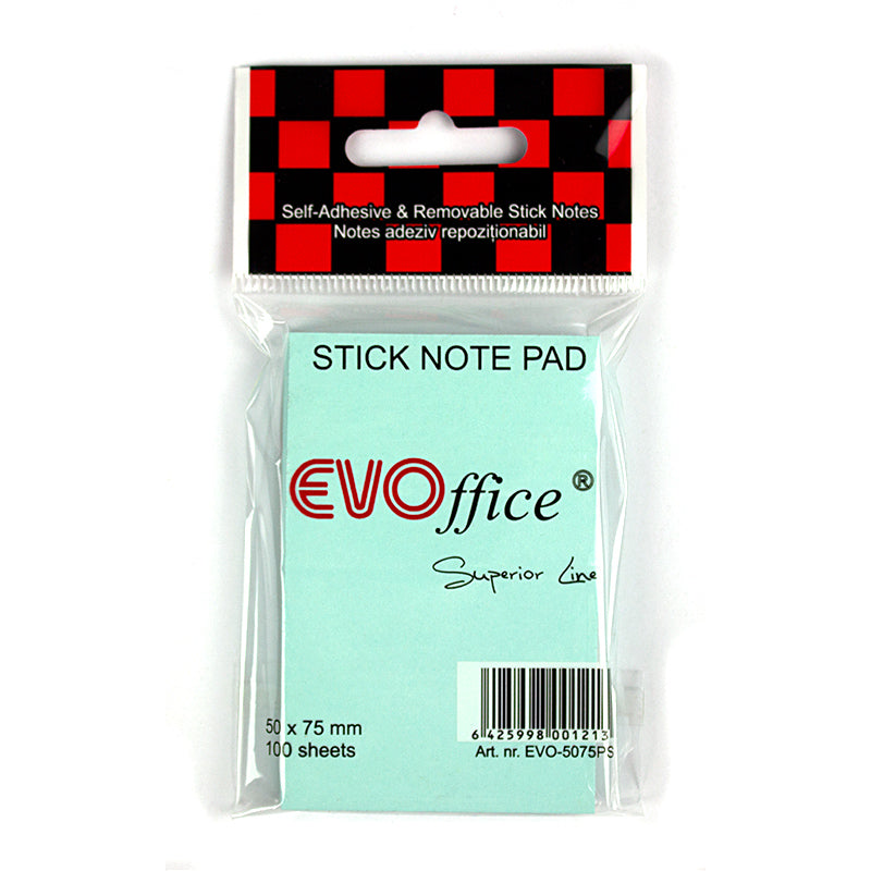 Notes autoadeziv 50*75 mm, albastru, 100 file EVOffie