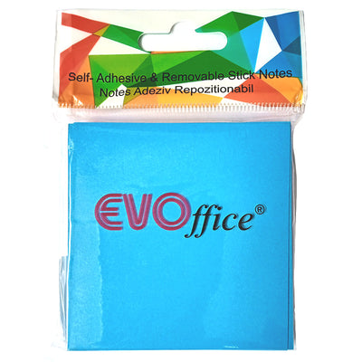 Notes autoadeziv 76*76 mm, albastru neon, 100 file EVOffice