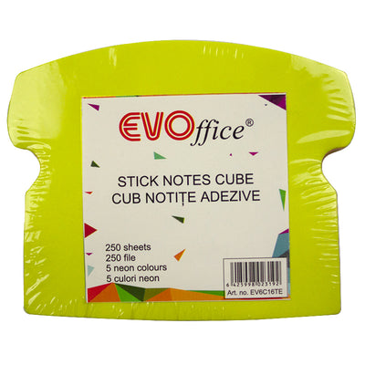 Notes autoadeziv cub color 250 file, 5 culori neon, telefon  EVOffice