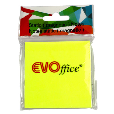 Notes magnetic plastic 75*75 mm galben neon, 100 file EVOffice