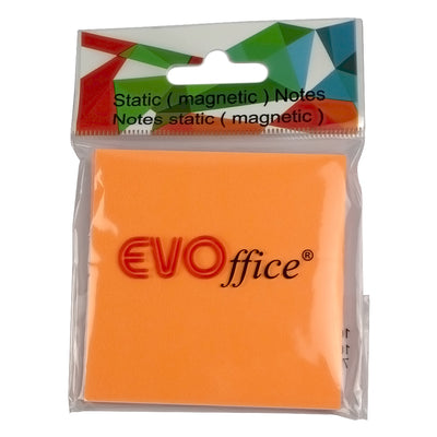 Notes magnetic plastic 75*75 mm portocaliu neon, 100 file EVOffice