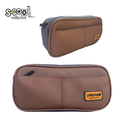 Penar borseta Urban, 2 fermoare, BROWN, 21.5x6.5x10.5 cm - S-COOL