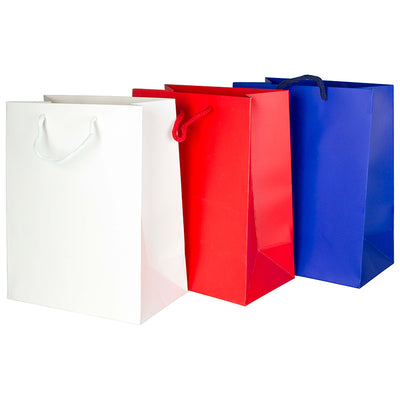 Punga carton 210gsm plastifiat mat 18*23*10 cm - albastru