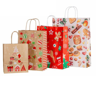 PUNGA HARTIE MANER RASUCIT 32 x 12 x 41 CM ROSU/ALB CERB CRACIUN PAPIROTI