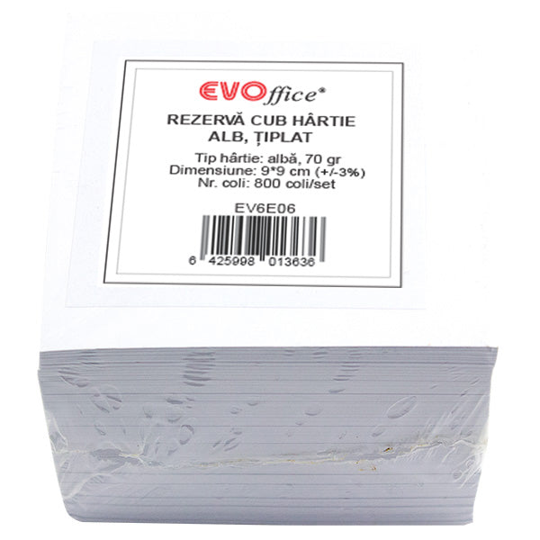 Cub hartie alba 9*9 cm, 800 coli EVOffice