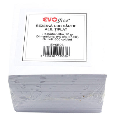 Cub hartie alba 9*9 cm, 800 coli EVOffice