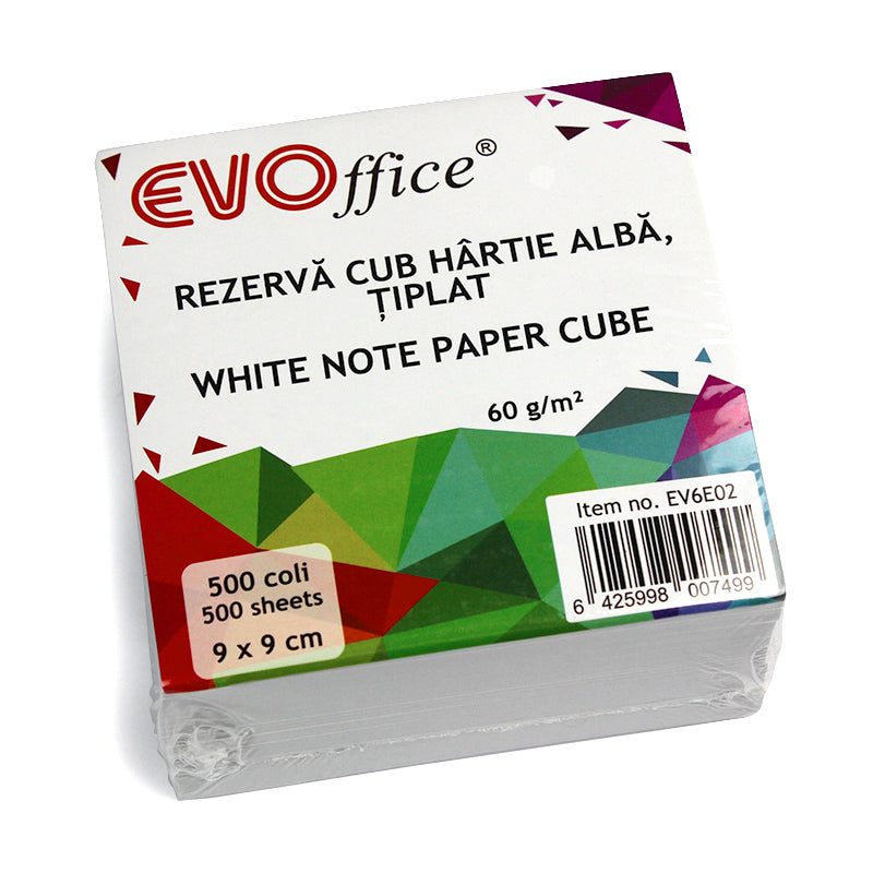 Cub hartie alba 9*9 cm, 500coli EVOffice