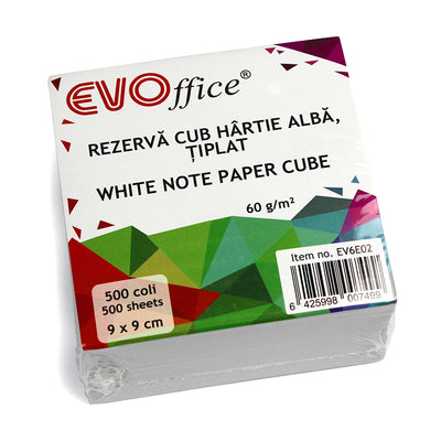 Cub hartie alba 9*9 cm, 500coli EVOffice