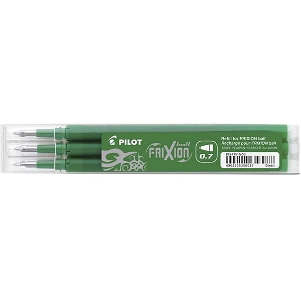 Set 3*rezerva roller cerneala 0.7mm Frixion ball pilot verde