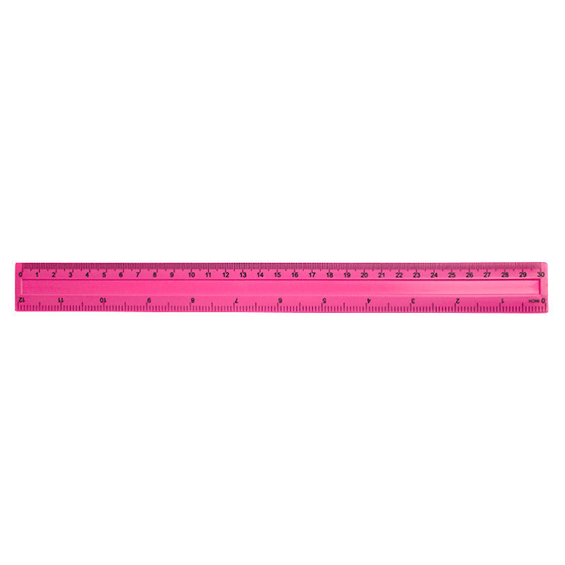 Rigla plastic roz mat 30 cm EVOffice
