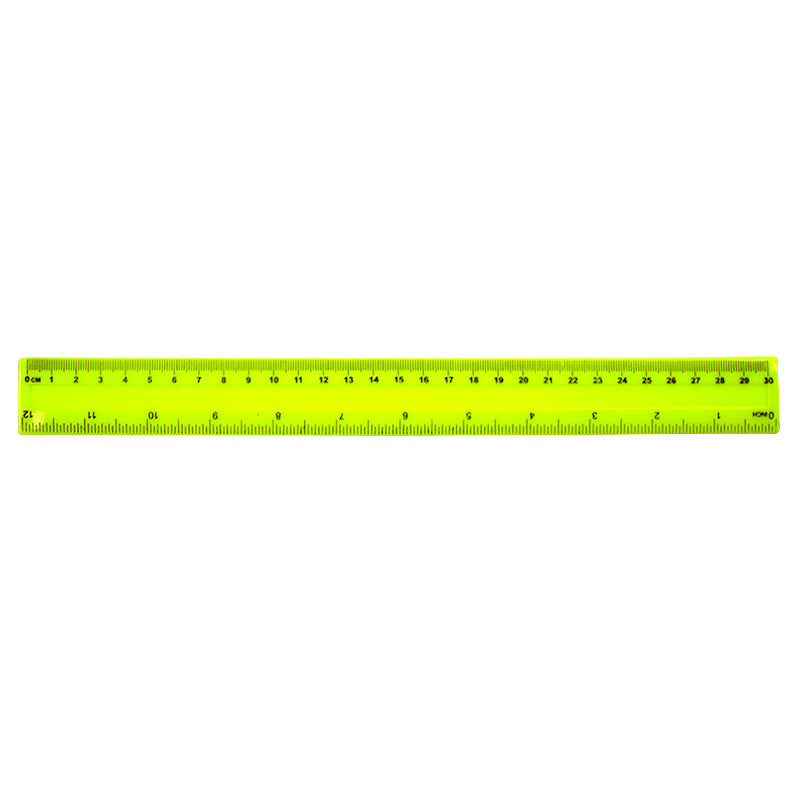 Rigla plastic galben mat 30 cm EVOffice