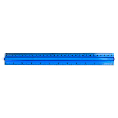 Rigla plastic transparent color cu maner 30cm EVOffice