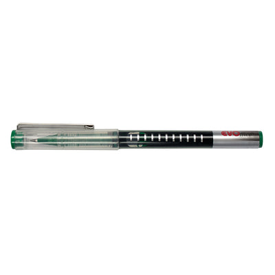 Roller cu cerneala, 0.5mm, cu clips metalic si nivel vizibil al cernelii EVOffice verde