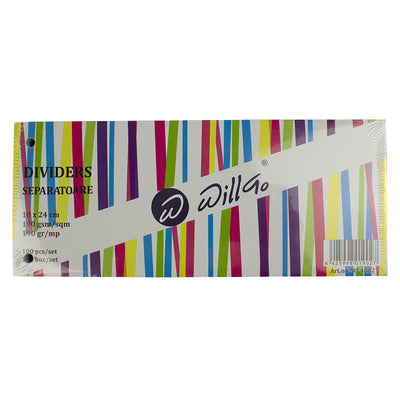 Separatoare carton color cu 2 perforatii, 190 gr/mp, 10*24 cm 100 bucati/set 4 culori Willgo