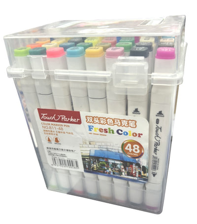 Set 48 carioci profesionale cu 2 capete, in cutie plastic EVOffice