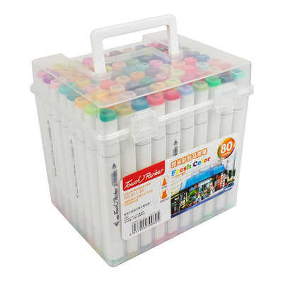 Set 80 carioci profesionale cu 2 capete, in cutie plastic EVOffice
