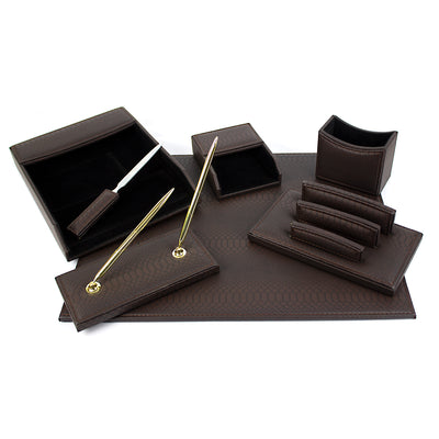 Set birou 7 piese imitatie piele maro EVOffice