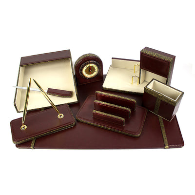 Set birou 9 piese imitatie piele maro EVOffice