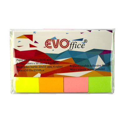 Stick index hartie 20*50 mm, 4 culori neon 50 file EVOffice