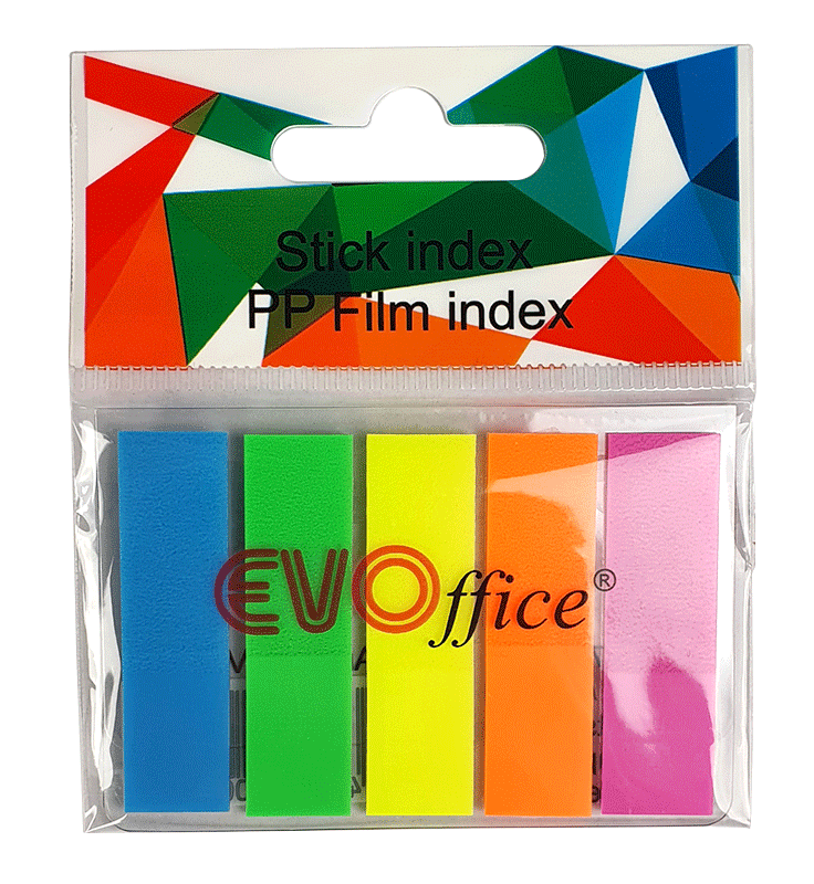 Stick index plastic 44*12.7 mm, 5 culori neon 20 file, steag EVOffice