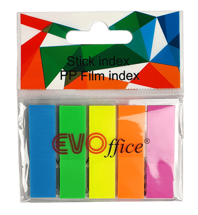 Stick index plastic 44*12.7 mm, 5 culori neon 20 file, steag EVOffice