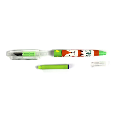 Stilou plastic scolar verde cu patron cerneala si pic corector EVOffice