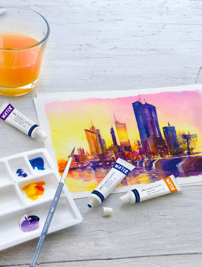 TEMPERA ACUARELE 24 CULORI 9ML + PALETA FABER-CASTELL